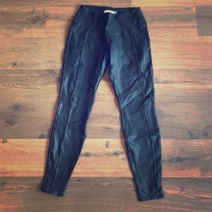 Black Faux Leather Tights